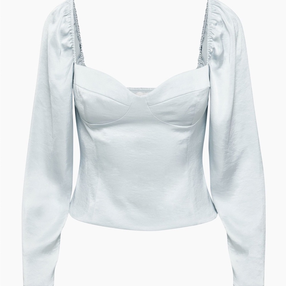Aritzia Wilfred Light Blue Novella Satin Blouse